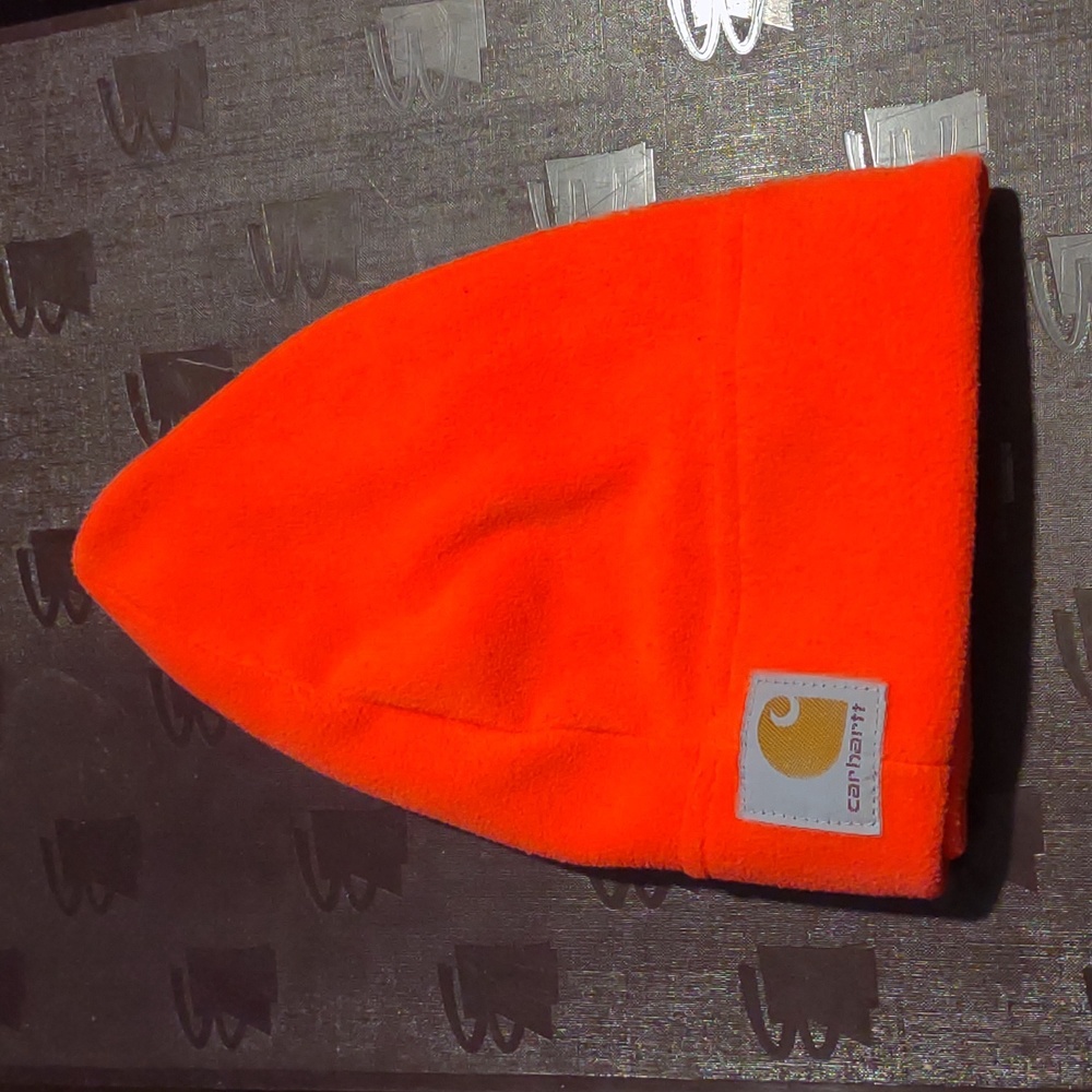 Men's Carhartt Polar Fleece Hat. Blaze Orange, Gently Used